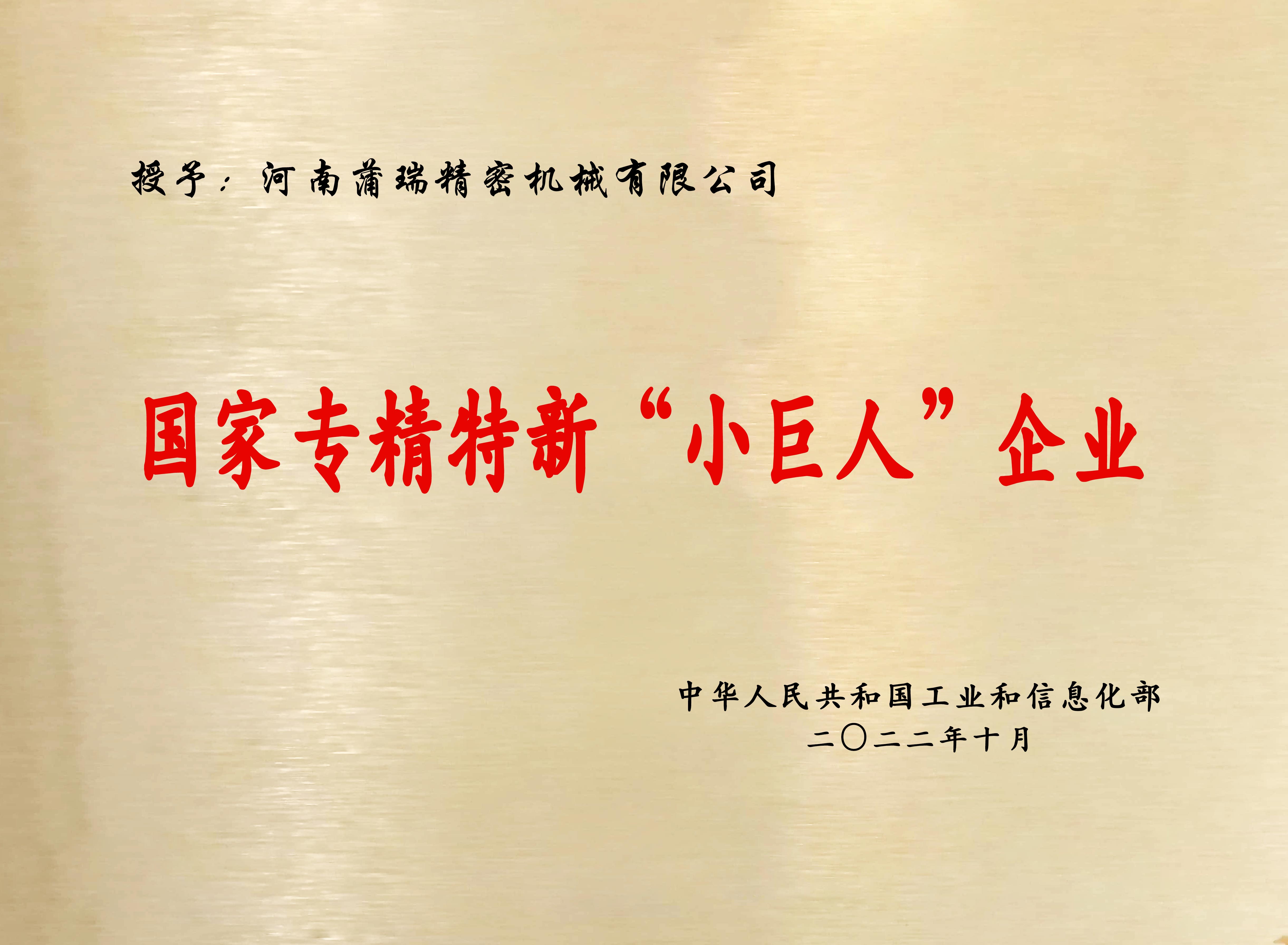 国家级专精特新“小巨人”